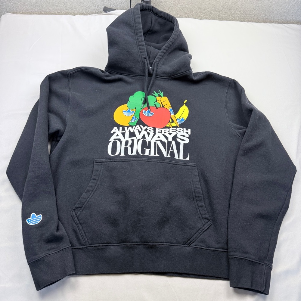 Adidas Black Hoodie with Colorful Fruit Design